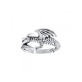 Coiled Fantasy Dragon Sterling Silver Ring TR1439
