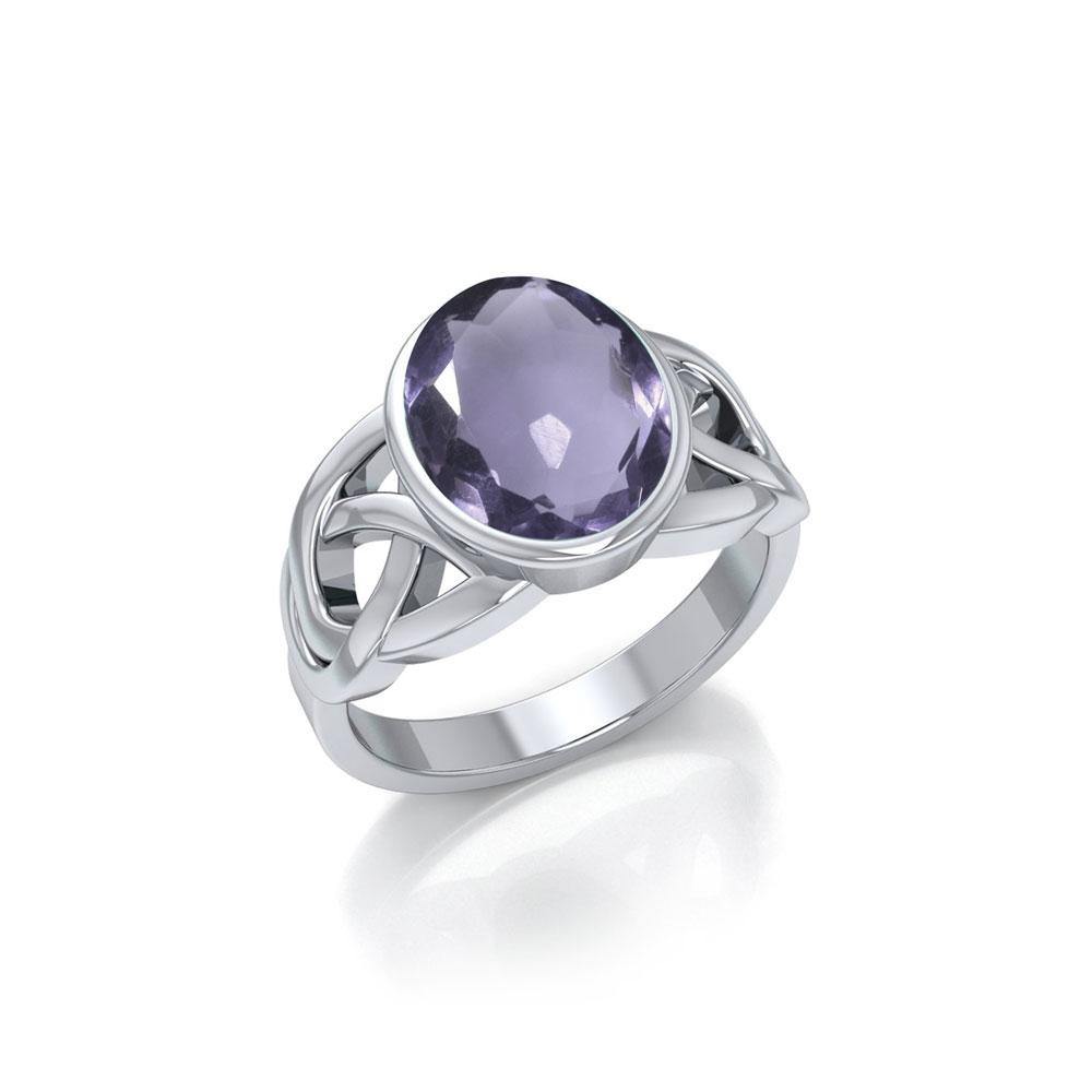 The eternity of life, nature and love ~ Celtic Knotwork Ring with a Gemstone centerpiece TR1858
