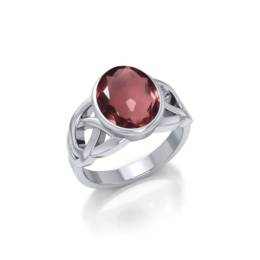 The eternity of life, nature and love ~ Celtic Knotwork Ring with a Gemstone centerpiece TR1858