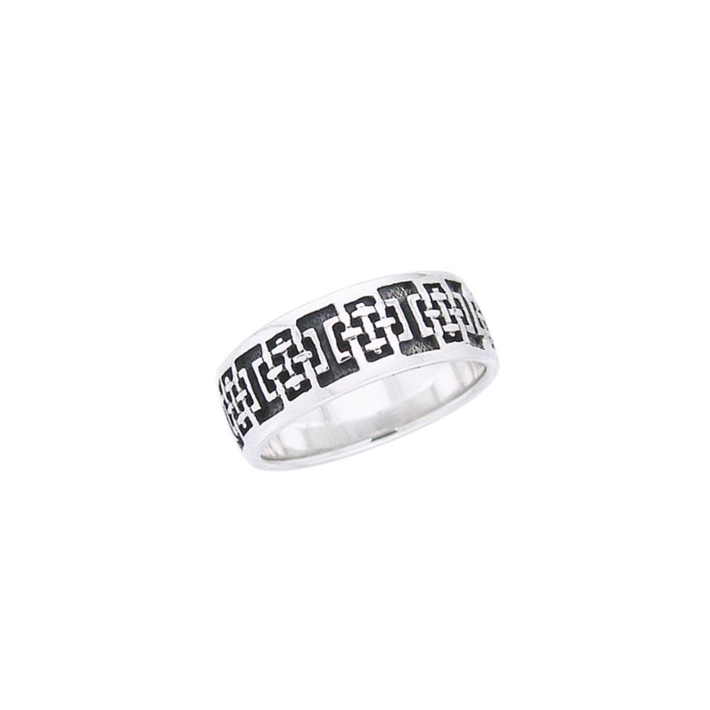 A step of time ~ Celtic Knotwork Square Sterling Silver Ring TR358
