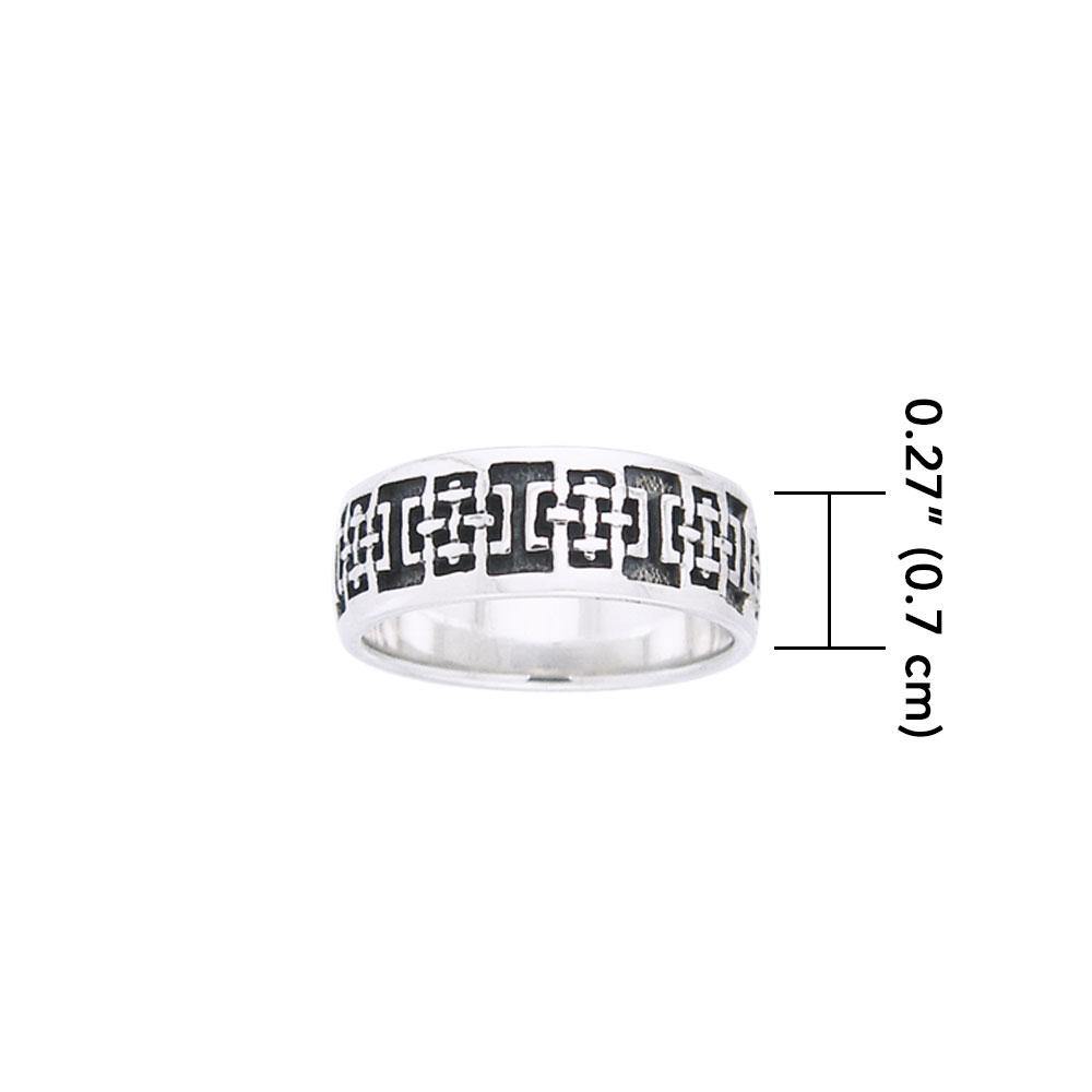 A step of time ~ Celtic Knotwork Square Sterling Silver Ring TR358