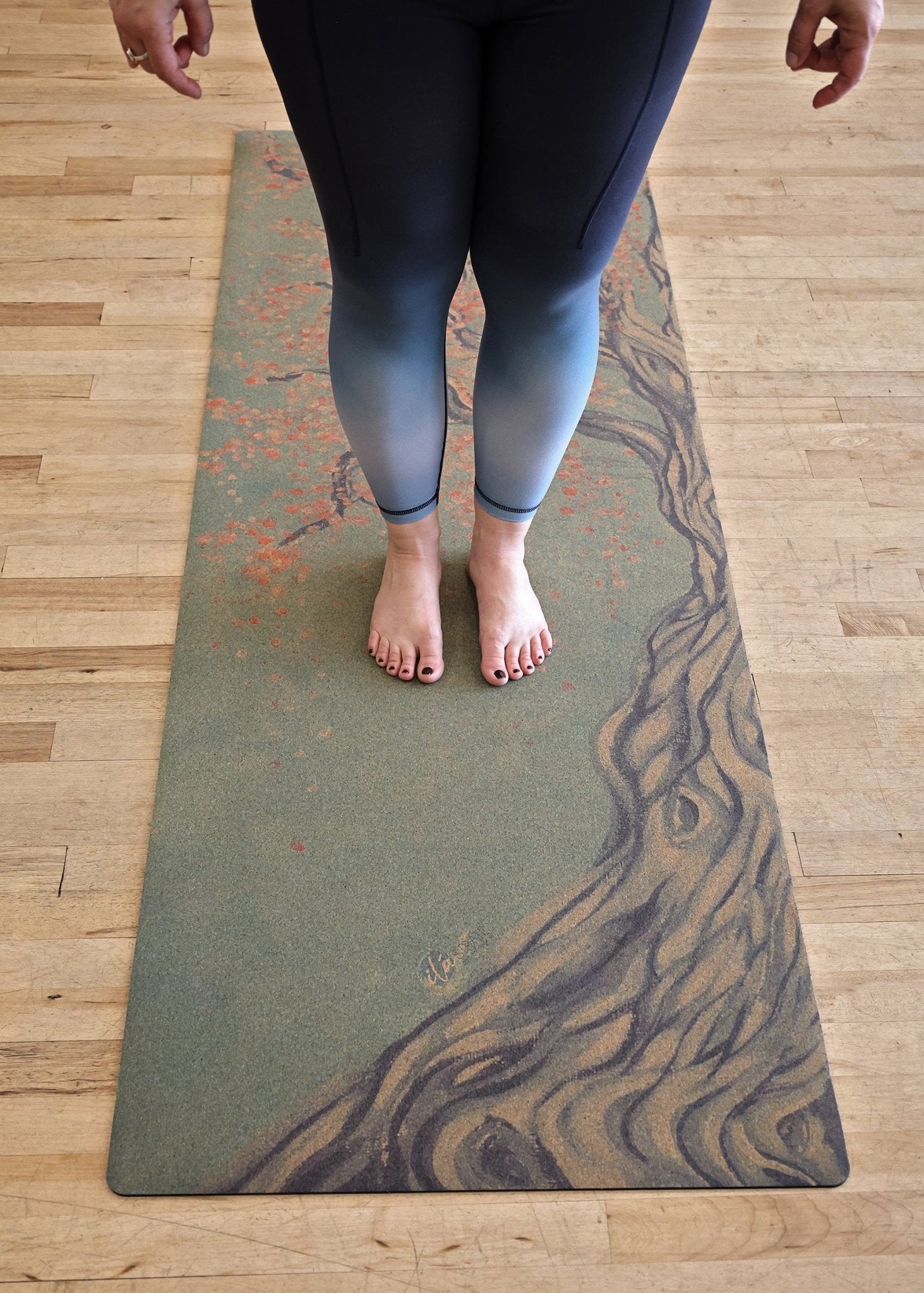 Tree Pose Cork Yoga Mat | Yoga Mat - Hand Painted | Wiccan Center