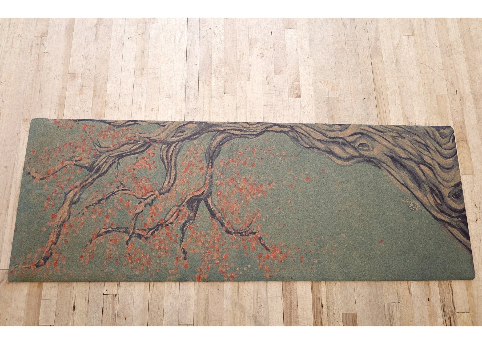 Tree Pose WANDERER Cork TRAVEL Yoga Mat | Yoga Mat - Hand Painted | Wiccan Center