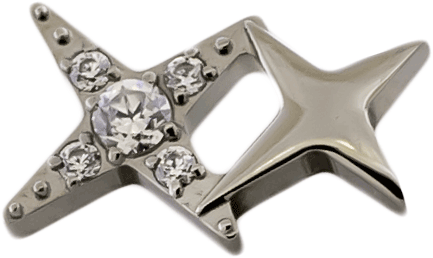 16G/18G Steel Internally Threaded End- Double Starburst | Body Jewelry | Wiccan Center
