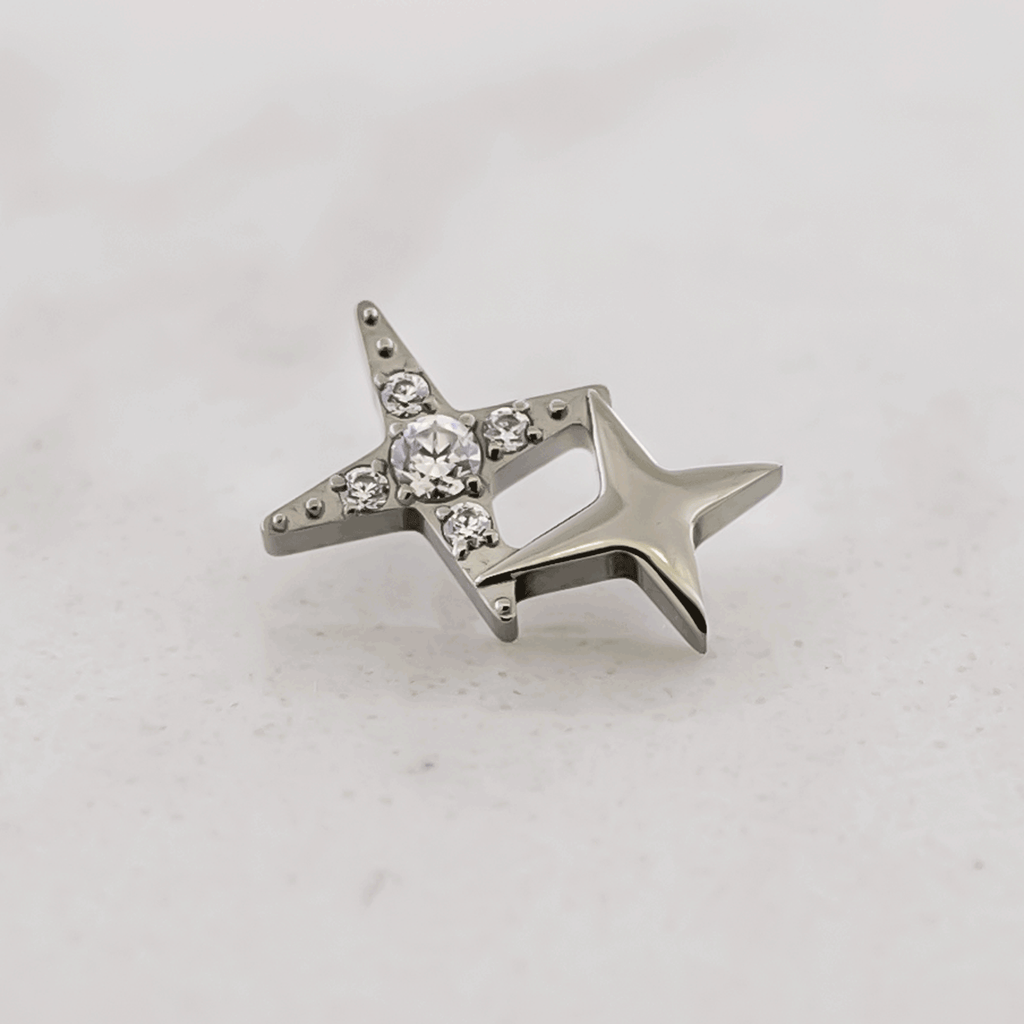16G/18G Steel Internally Threaded End- Double Starburst | Body Jewelry | Wiccan Center