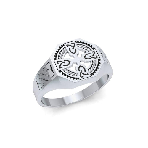 A traditional symbol of faith and spirituality ~ Celtic Cross Sterling Silver Ring TRI1316 | Ring | Wiccan Center