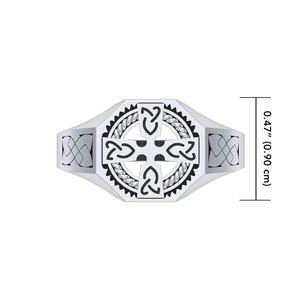 A traditional symbol of faith and spirituality ~ Celtic Cross Sterling Silver Ring TRI1316
