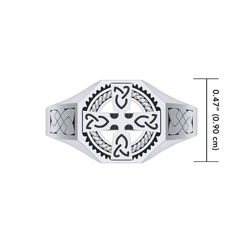 A traditional symbol of faith and spirituality ~ Celtic Cross Sterling Silver Ring TRI1316 | Ring | Wiccan Center