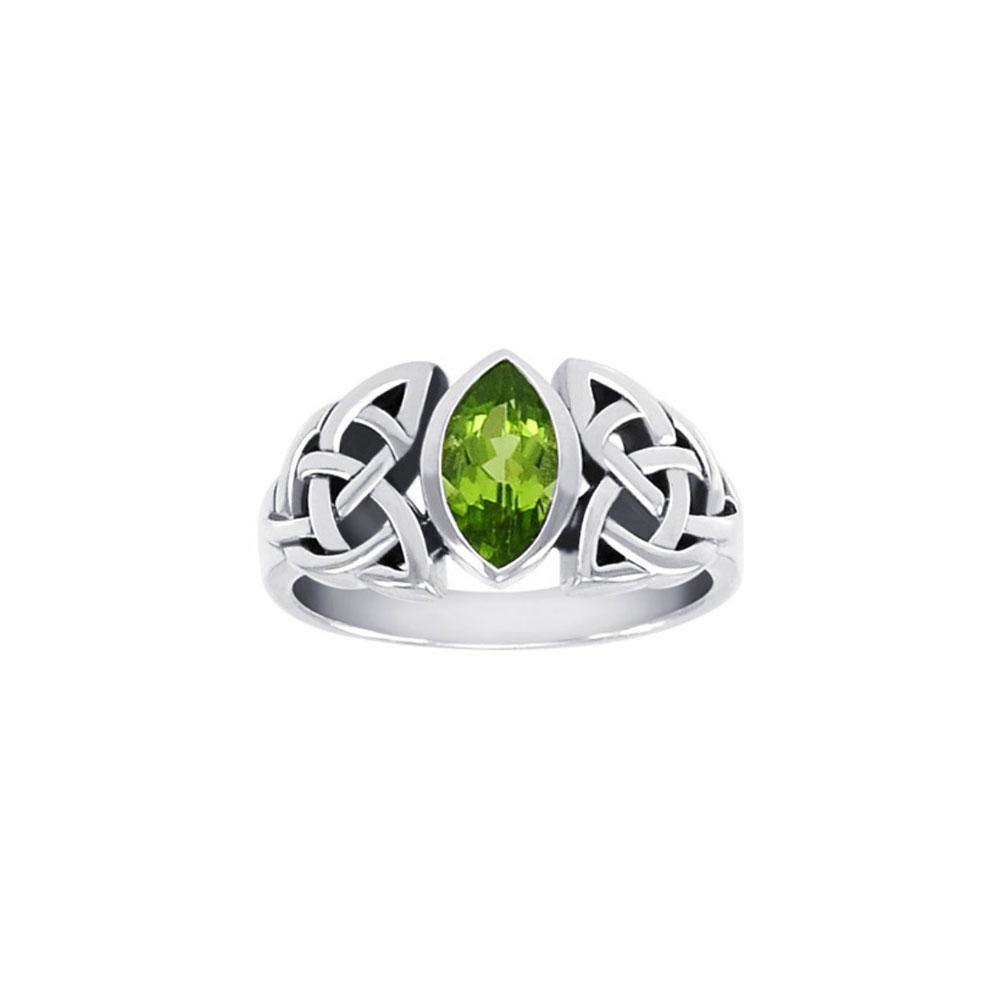Celtic Trinity Knot Sterling Silver Ring with a Gemstone centerpiece TRI1342