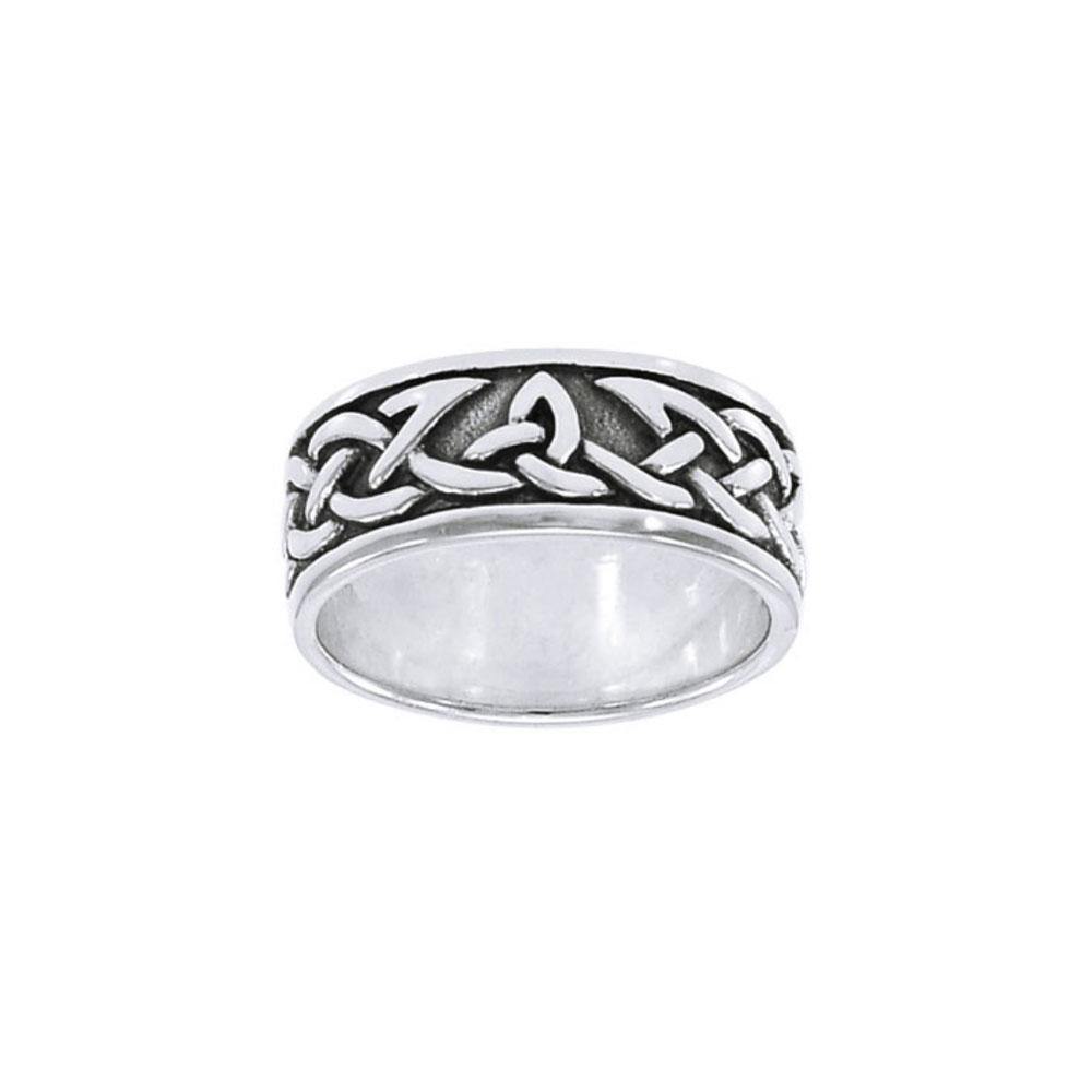 Honoring the eternal symbolism Celtic Knotwork ~ Sterling Silver Band Ring TRI1358