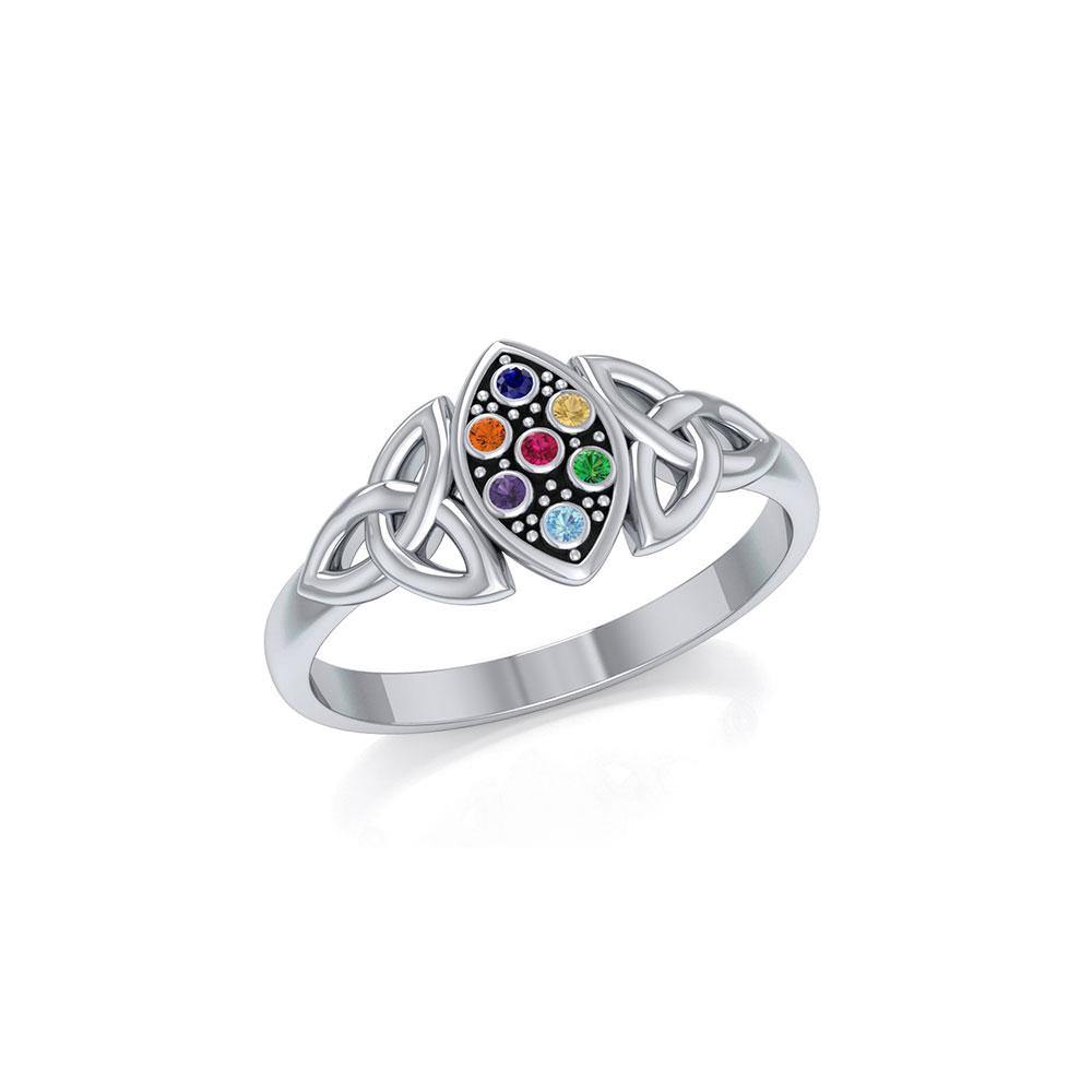 Celtic Trinity Knot Silver Ring With Chakra Gemstone TRI1733 Symbol Of Balance And Harmony Jewelry