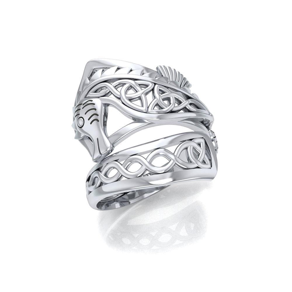 Celtic Knots Silver Seahorse Spoon Ring TRI1737