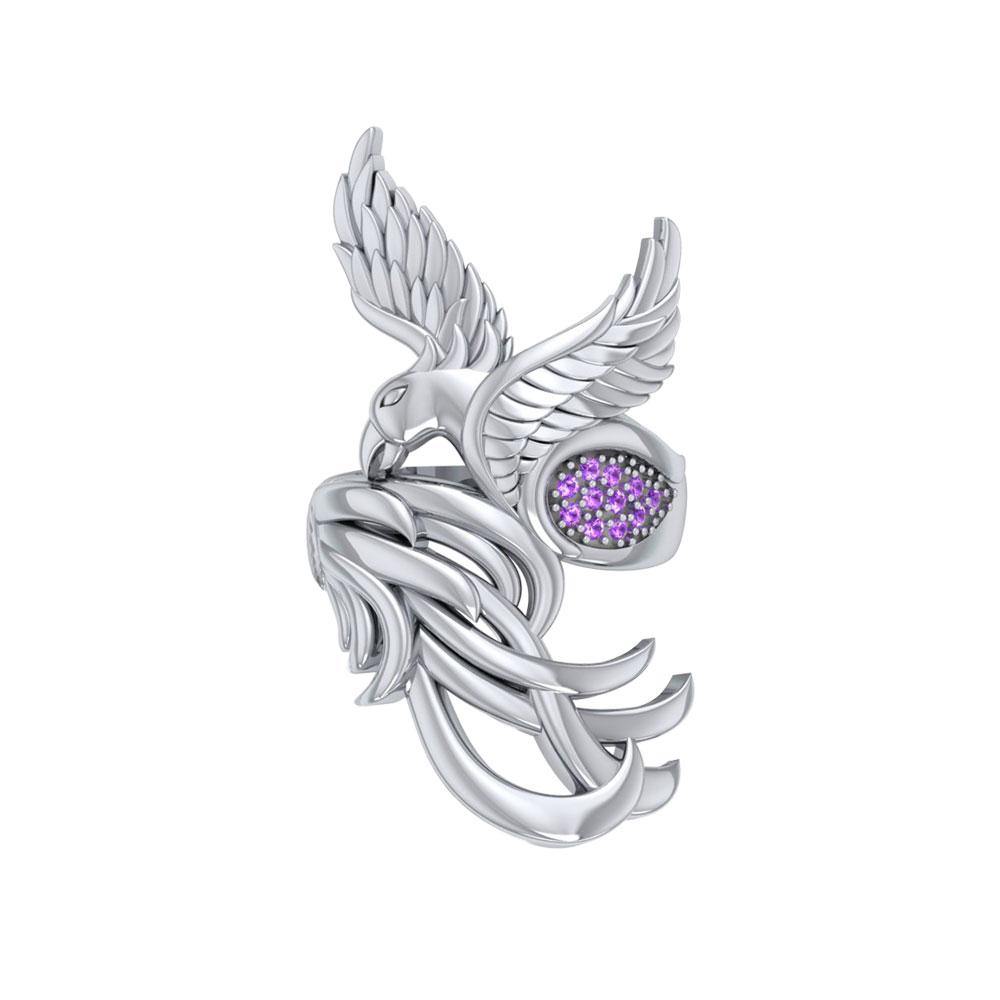 Alighting Breakthrough of the Mythical Phoenix Sterling Silver Ring With Gemstone Accents TRI1740
