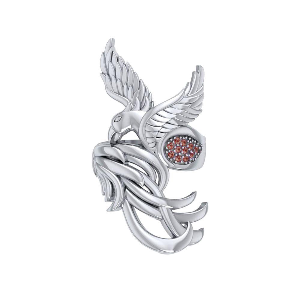 Alighting Breakthrough of the Mythical Phoenix Sterling Silver Ring With Gemstone Accents TRI1740