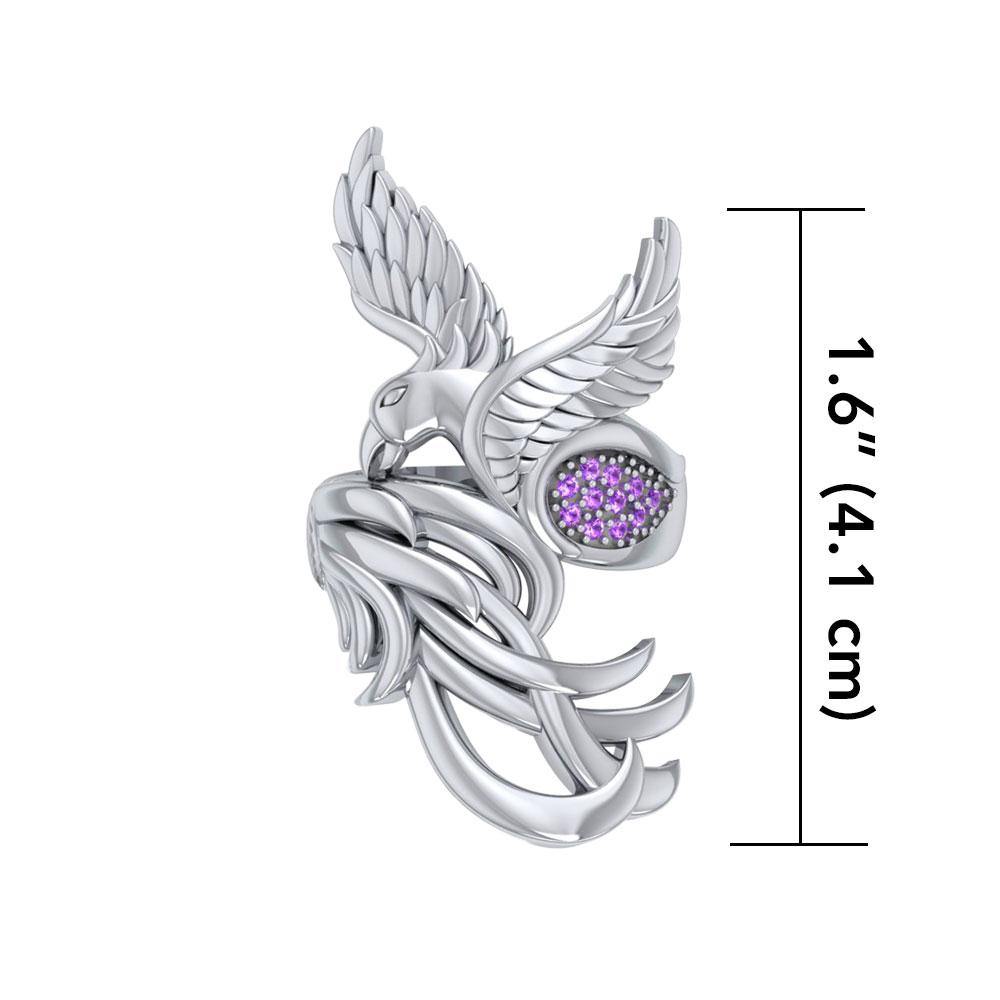 Alighting Breakthrough of the Mythical Phoenix Sterling Silver Ring With Gemstone Accents TRI1740