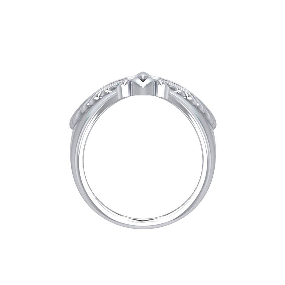 Phoenix with Fleur De Lis Sterling Silver Ring TRI1742