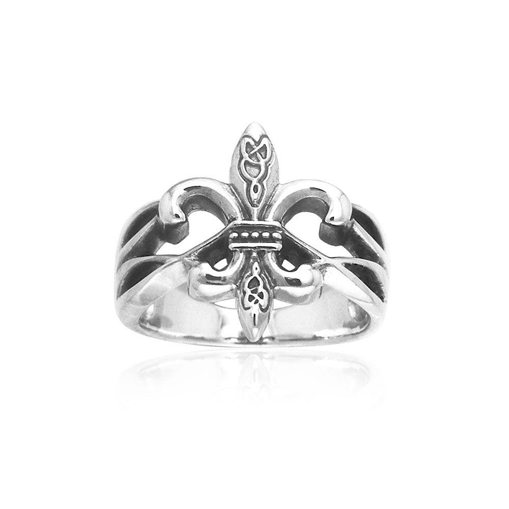 Celtic Fleur De Lis Sterling Silver Ring TRI203