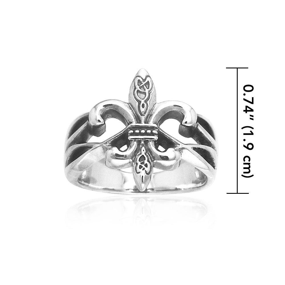 Celtic Fleur De Lis Sterling Silver Ring TRI203