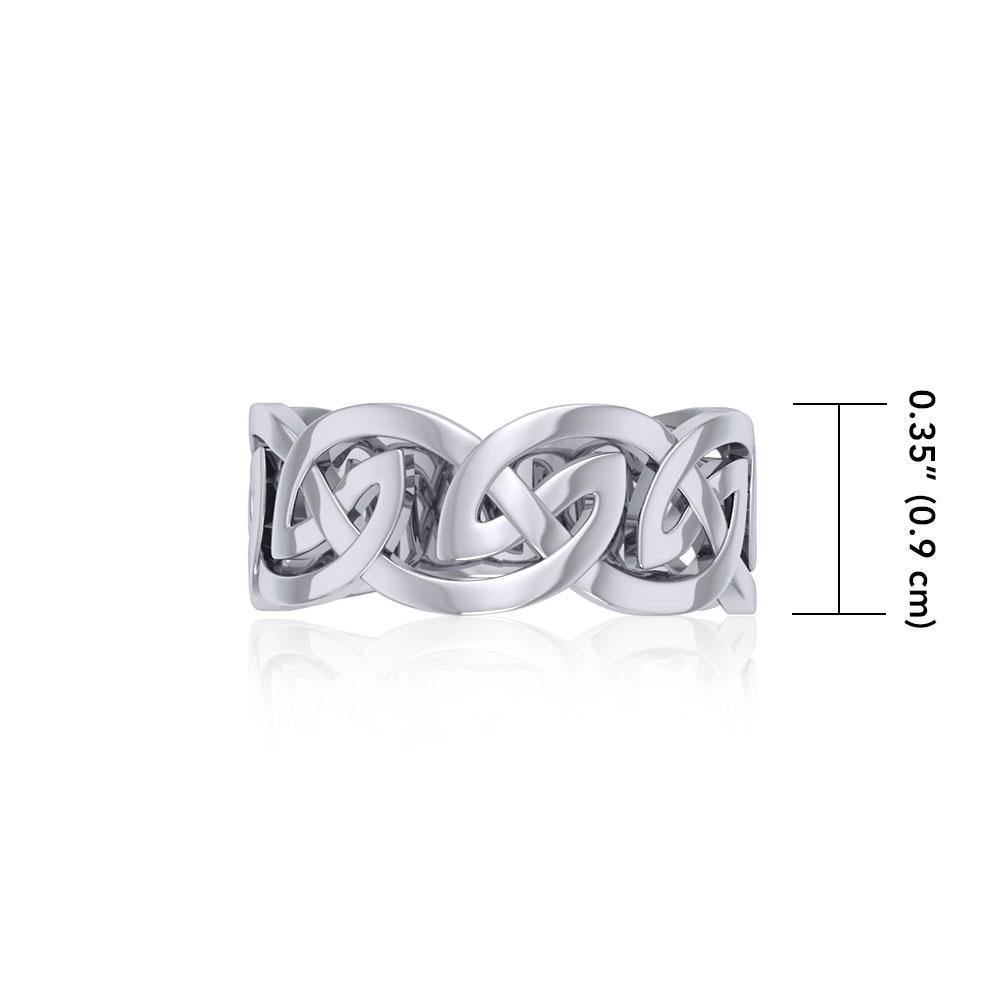 Silver Celtic Knot Hollow Band Ring TRI531
