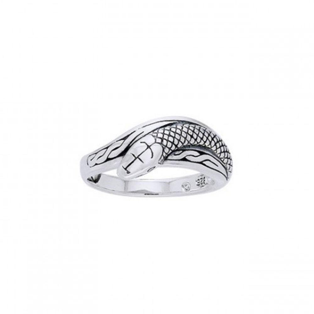 Celtic Snake Sterling Silver Ring TRI559
