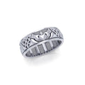 Celtic Knotwork Claddagh Sterling Silver Spinner Ring TRI768