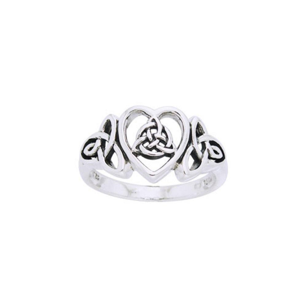 Celtic Knotwork Trinity Heart Sterling Silver Ring TRI873