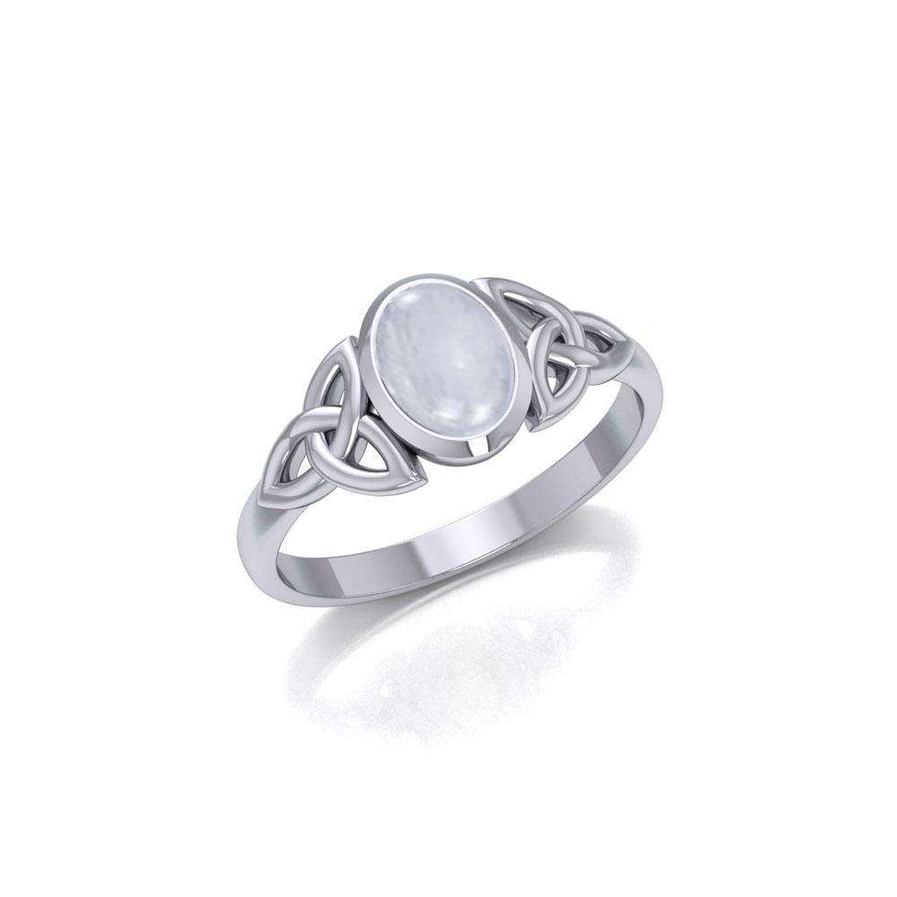 Celtic Triquetra Sterling Silver Ring With Gemstone TRI887
