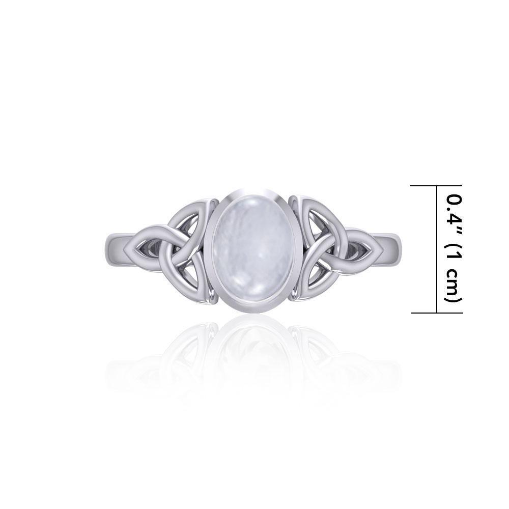 Celtic Triquetra Sterling Silver Ring With Gemstone TRI887