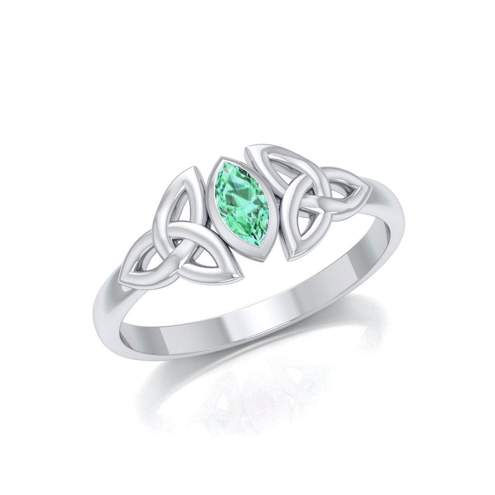 Celtic Knotwork Sterling Silver Ring with Birthstone TRI936
