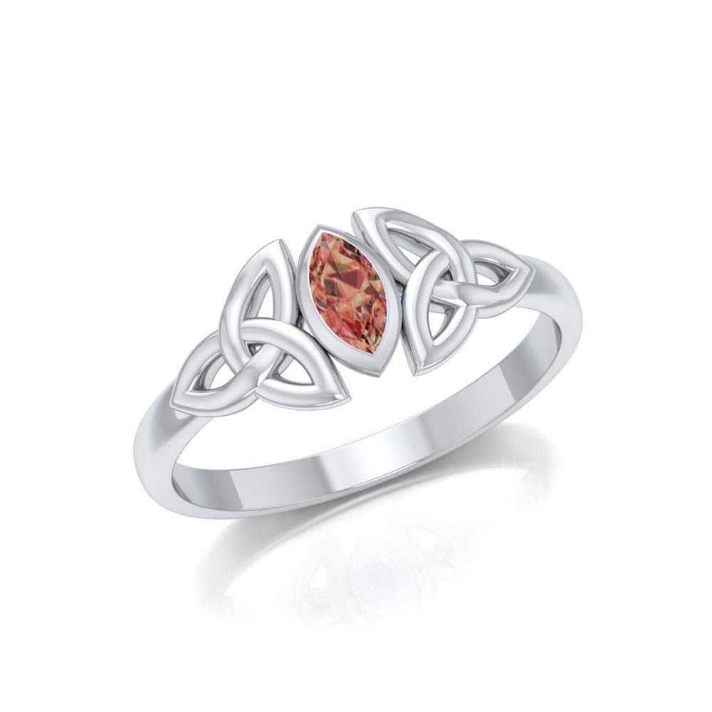 Celtic Knotwork Sterling Silver Ring with Birthstone TRI936