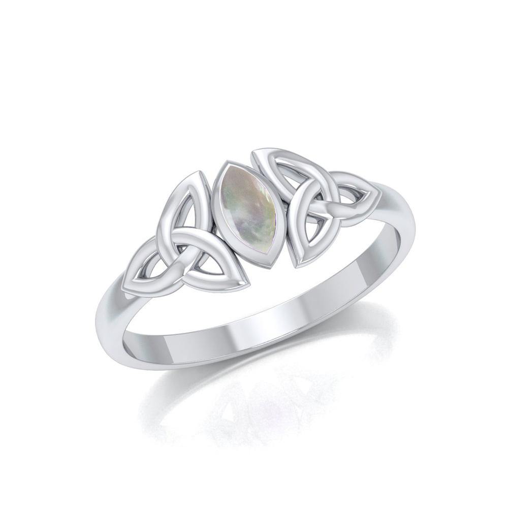 Celtic Knotwork Sterling Silver Ring with Birthstone TRI936