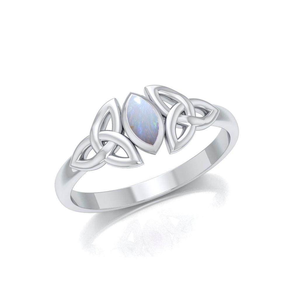 Celtic Knotwork Sterling Silver Ring with Birthstone TRI936