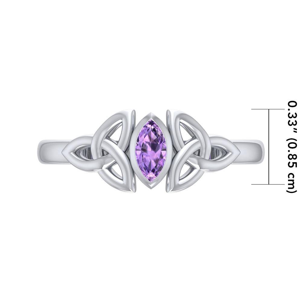 Celtic Knotwork Sterling Silver Ring with Birthstone TRI936