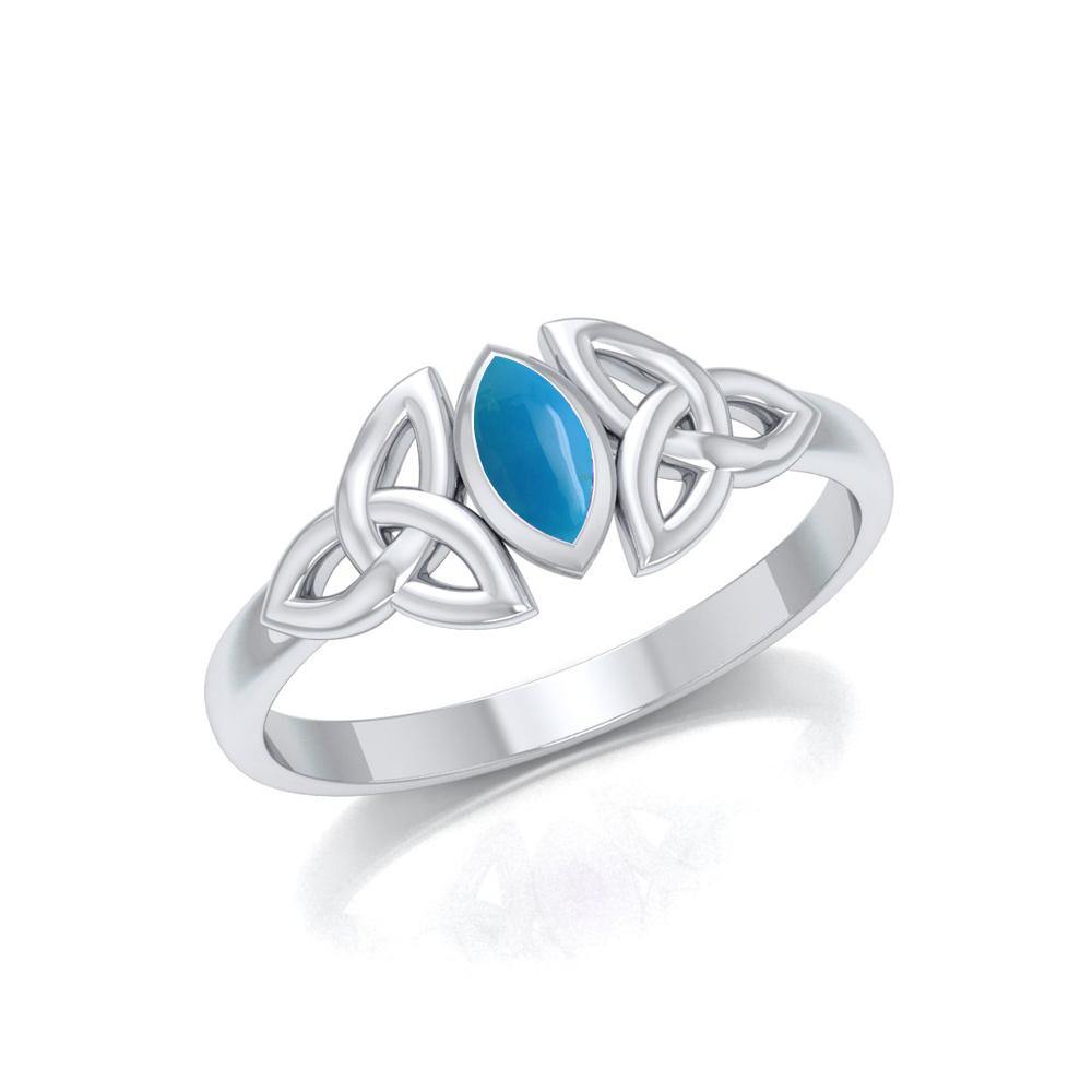 Celtic Knotwork Sterling Silver Ring with Birthstone TRI936