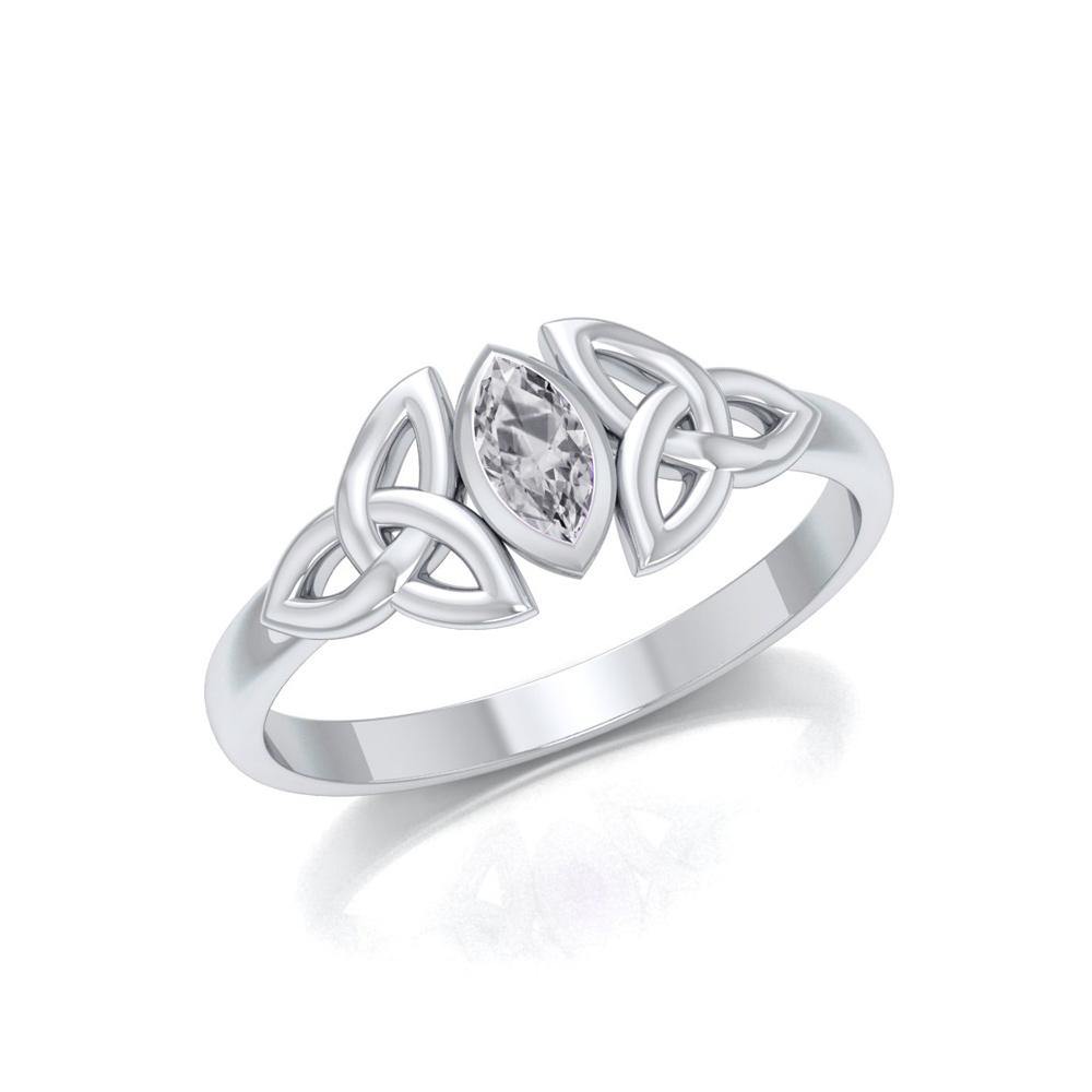 Celtic Knotwork Sterling Silver Ring with Birthstone TRI936