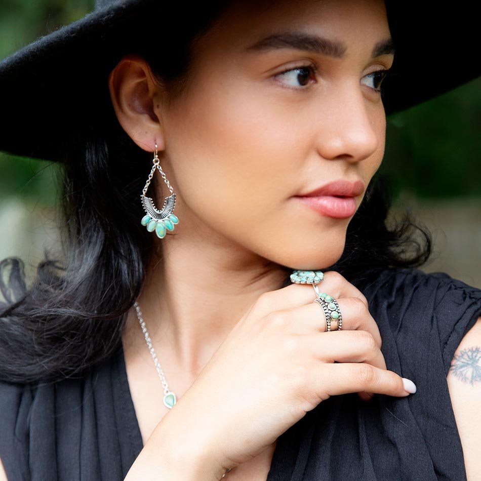 Triple Play Blue Turquoise and Sterling Silver Stack Ring | Rings | Wiccan Center