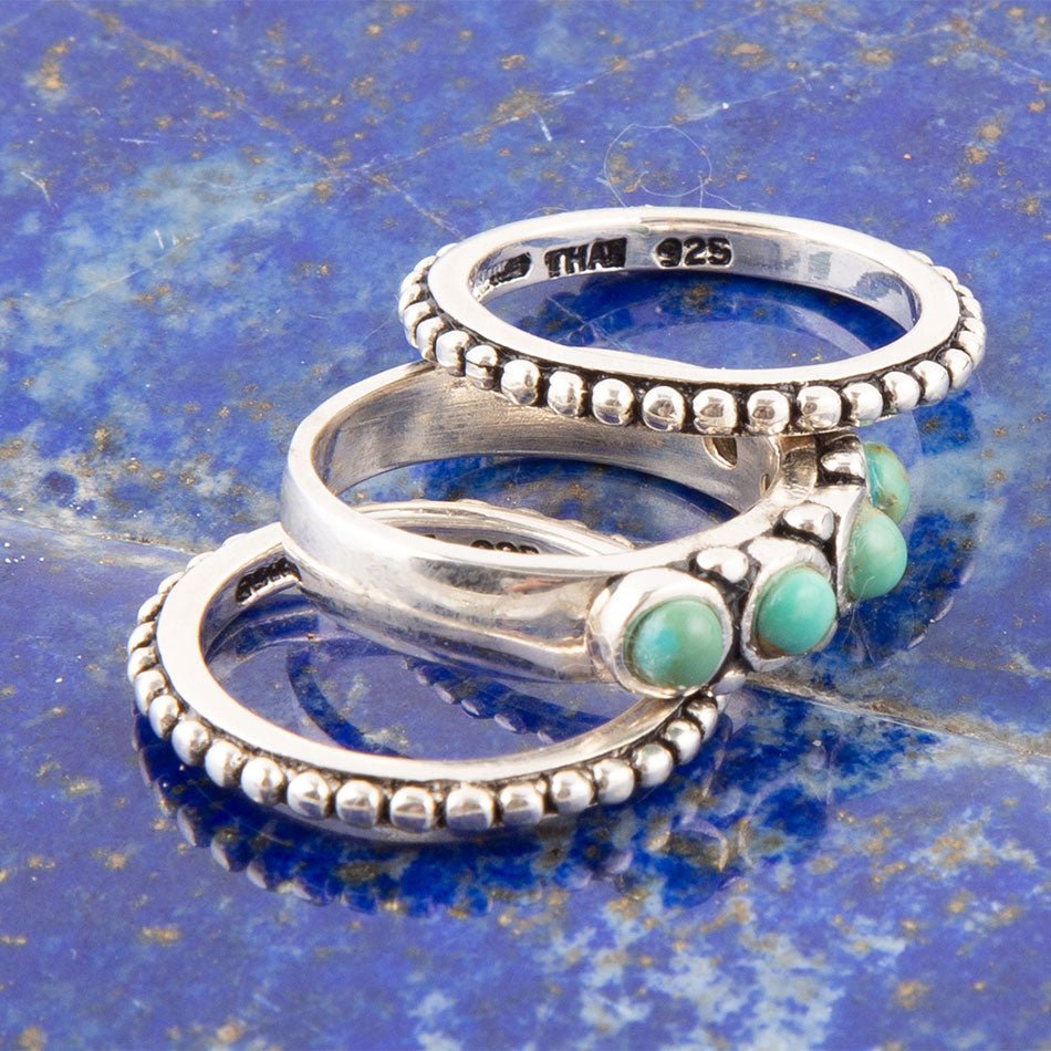 Triple Play Blue Turquoise and Sterling Silver Stack Ring | Rings | Wiccan Center