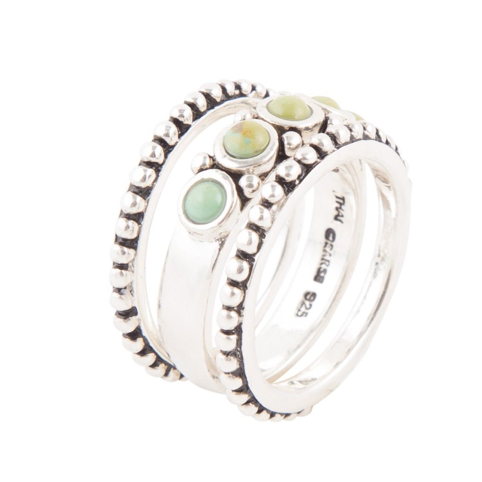 Triple Play Blue Turquoise and Sterling Silver Stack Ring | Rings | Wiccan Center