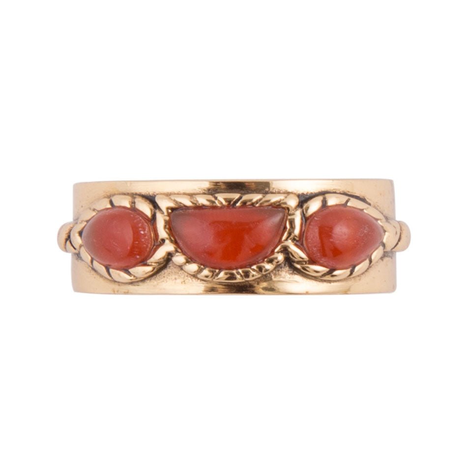 Triple Stone Orange Carnelian and Golden Ring | Rings | Wiccan Center