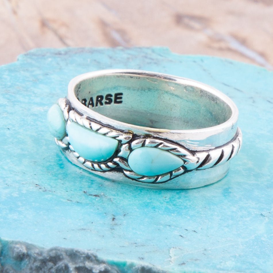 Triple Stone Simplicity Blue Turquoise and Sterling Silver Ring | Rings | Wiccan Center