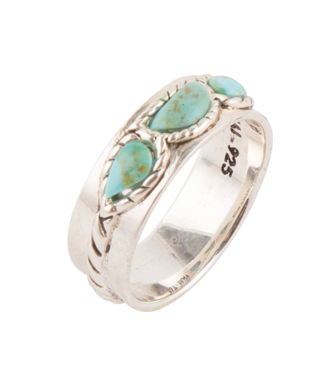 Triple Stone Simplicity Blue Turquoise and Sterling Silver Ring | Rings | Wiccan Center
