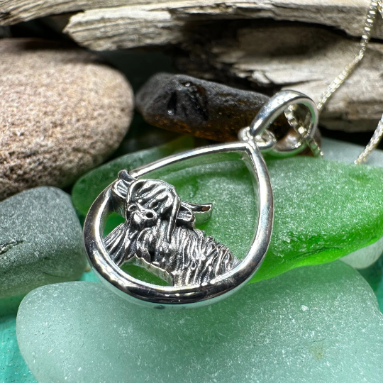Little Hamish Highland Cow Necklace in Sterling Silver | Pendant | Wiccan Center