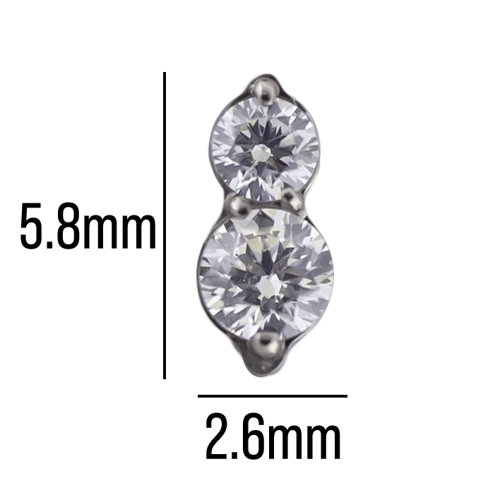 16G/18G Steel Internally Threaded End- Double Gem | Body Jewelry | Wiccan Center