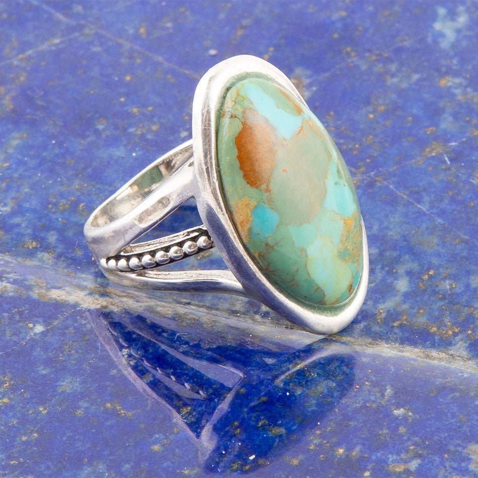Blue Turquoise and Sterling Silver Oval Ring | Rings | Wiccan Center