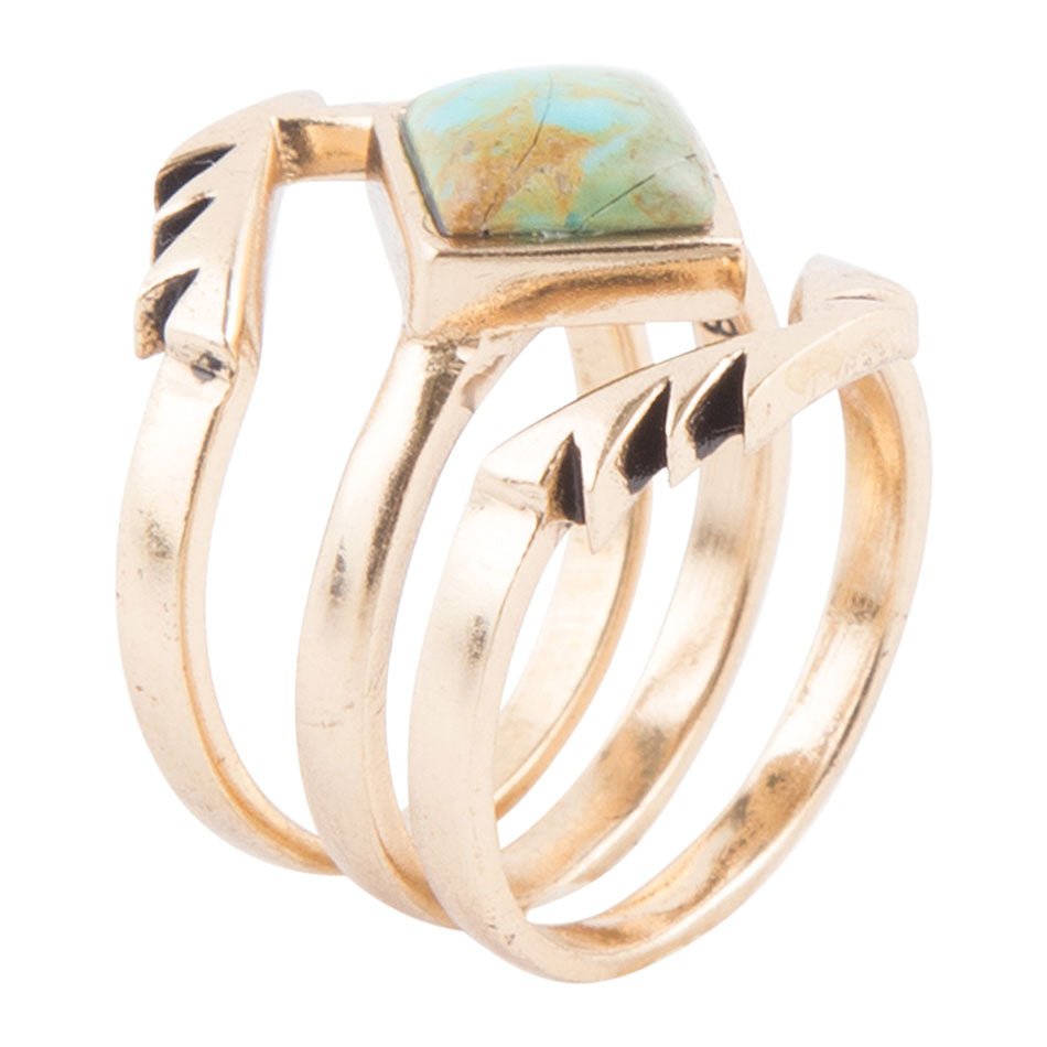 Aztec Blue Turquoise Golden Ring Set | Rings | Wiccan Center