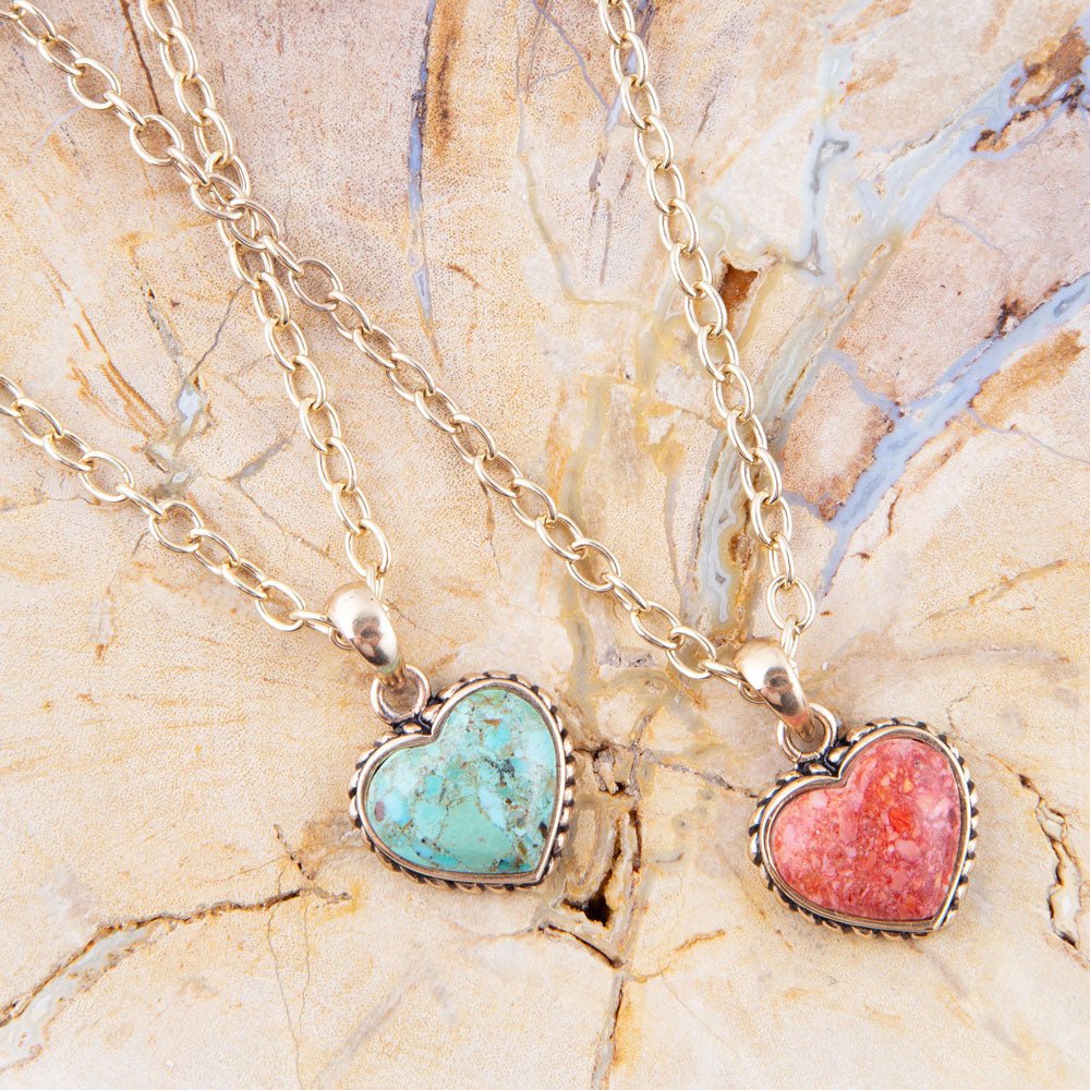 Turquoise Heart Pendant and Bronze Necklace | Necklaces | Wiccan Center