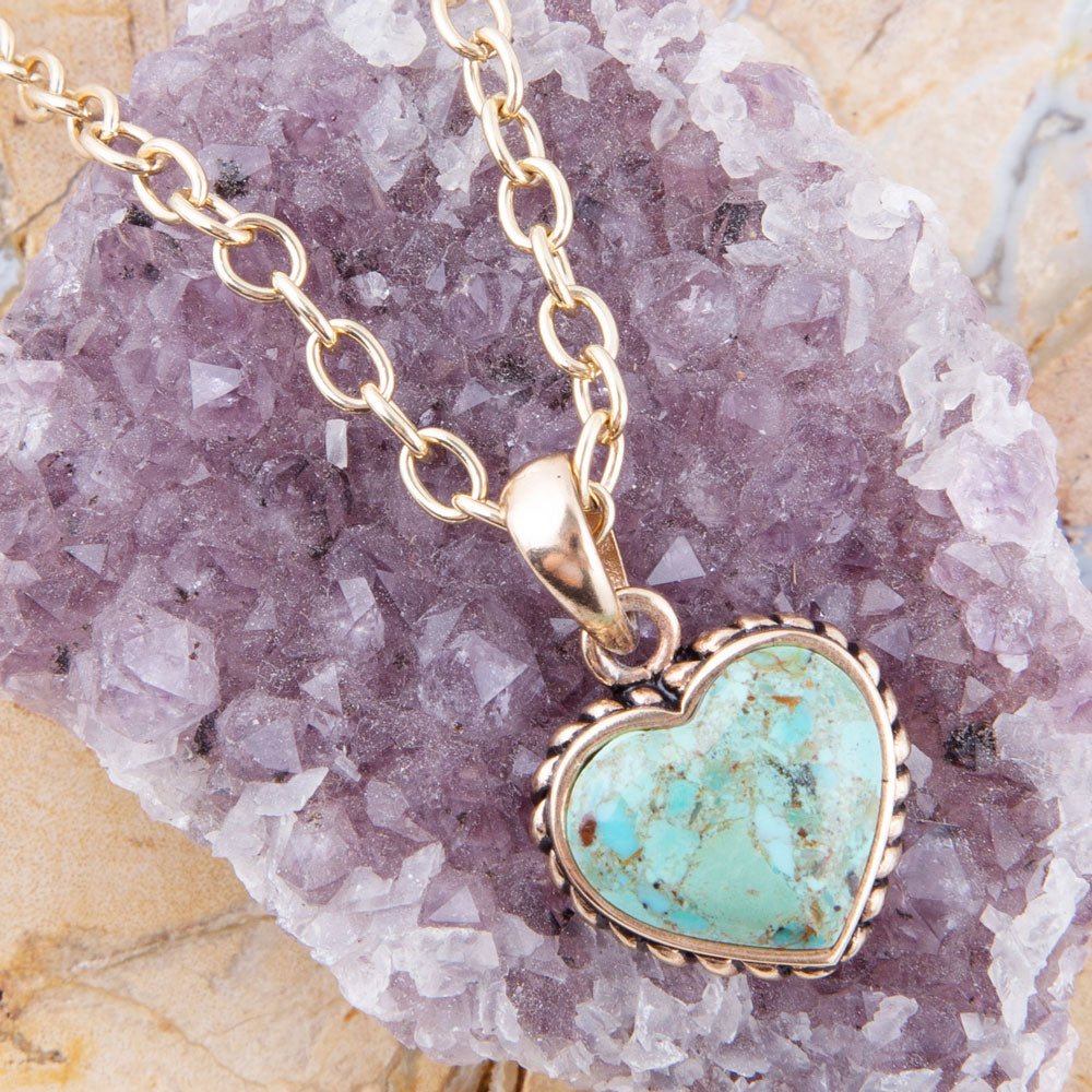 Turquoise Heart Pendant and Bronze Necklace | Necklaces | Wiccan Center