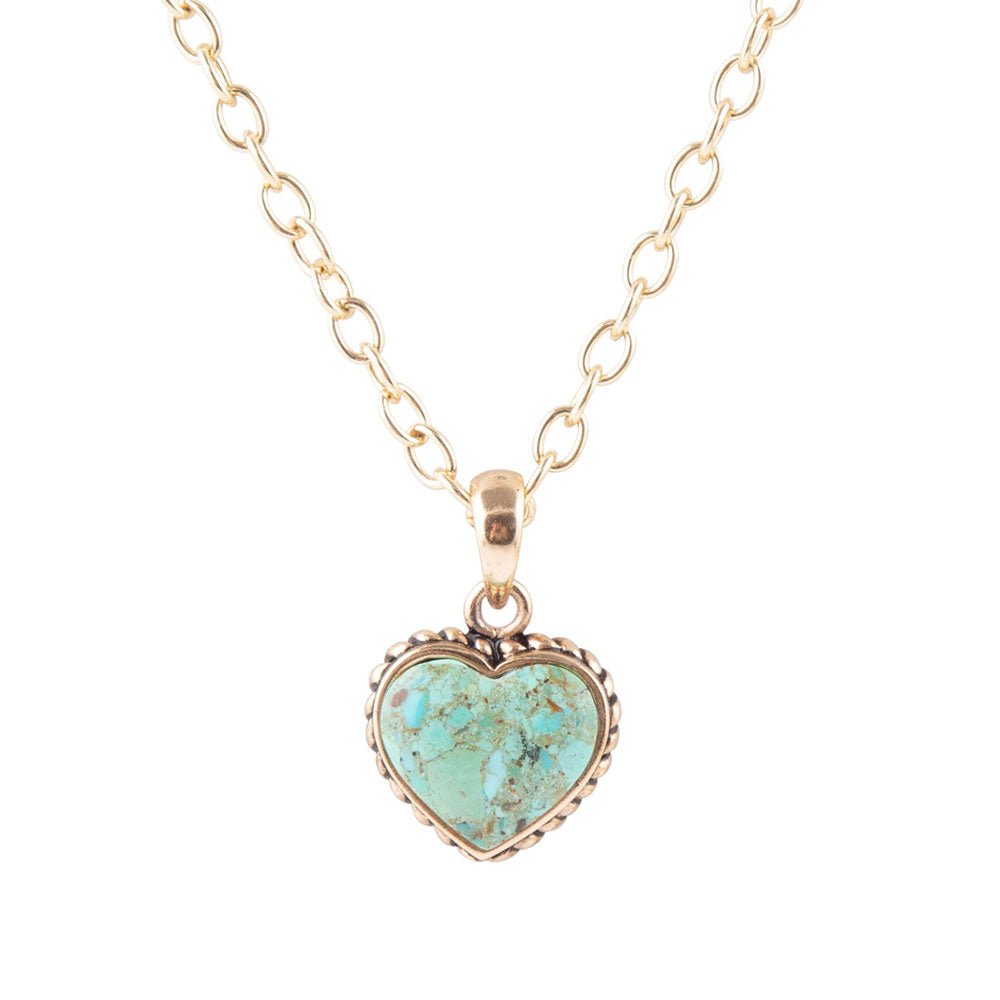 Turquoise Heart Pendant and Bronze Necklace | Necklaces | Wiccan Center