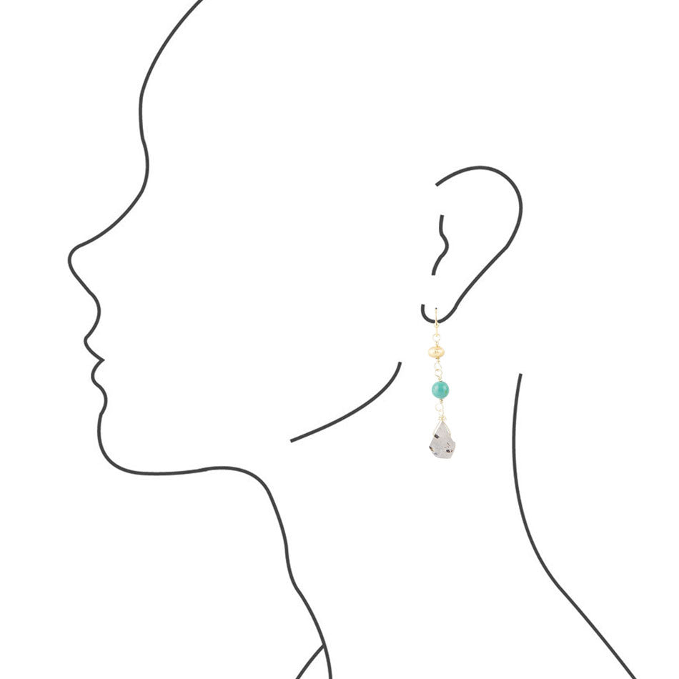 Turquoise Labradorite Elongated Earrings | Earrings | Wiccan Center