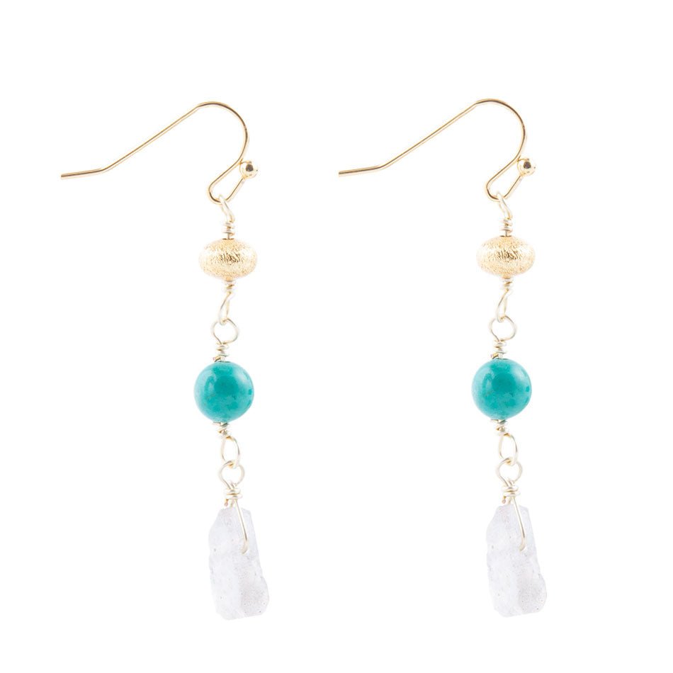 Turquoise Labradorite Elongated Earrings | Earrings | Wiccan Center